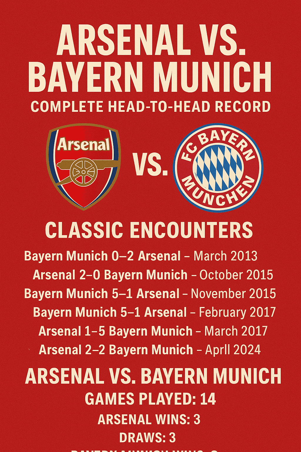 Arsenal face Bayern tonight with a decade of history influencing predictions